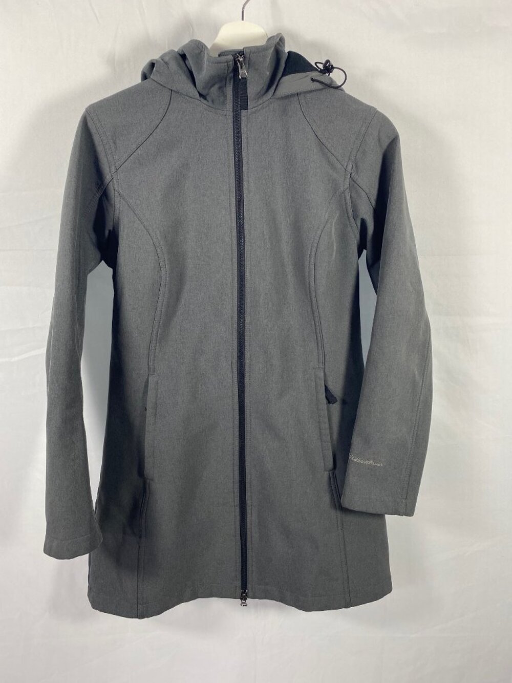 Eddie Bauer Hooded Jacket Womens Size Small Gray Full Zip Coat Pockets